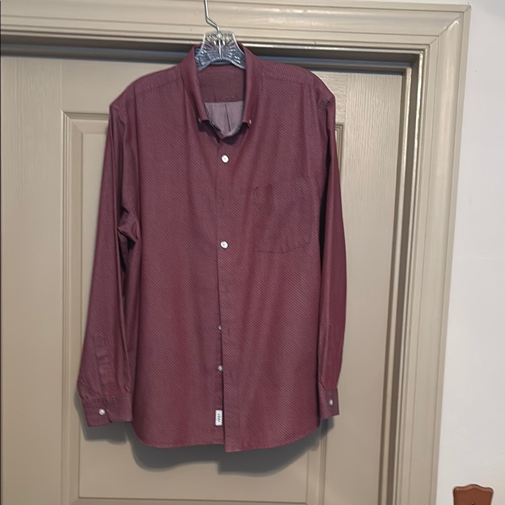 Red Casual Button Down Shirt with Classic Collar